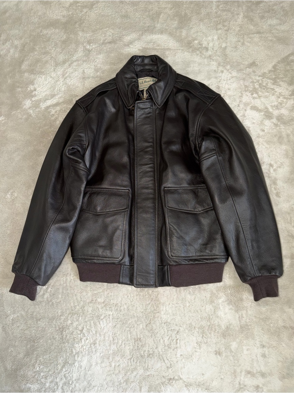 Vintage LL Bean Goat Skin Brown Leather A2 Bomber Flight Jacket Men Size Medium